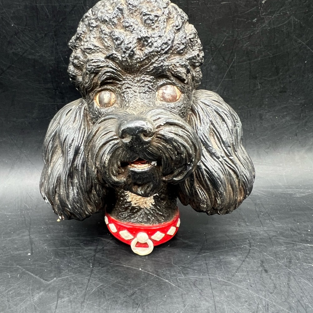 Charming Black Dog Bust with Red Collar